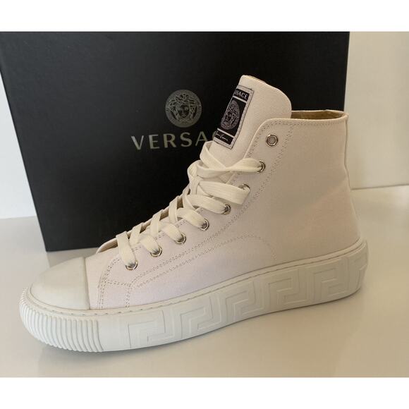Versace White Palladium High-top Canvas Sneakers 12.5 US (45.5 Euro) DSU8403 - Picture 6 of 12
